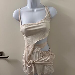 Elegant Cream Asymmetrical 3 piece set includes hood